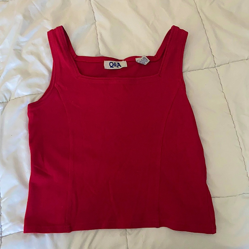 Q&A Red Crop Top Sleeveless Blouse